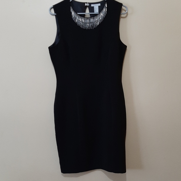 NWT H&M Black Dress With Beaded Neckline - Picture 2 of 7